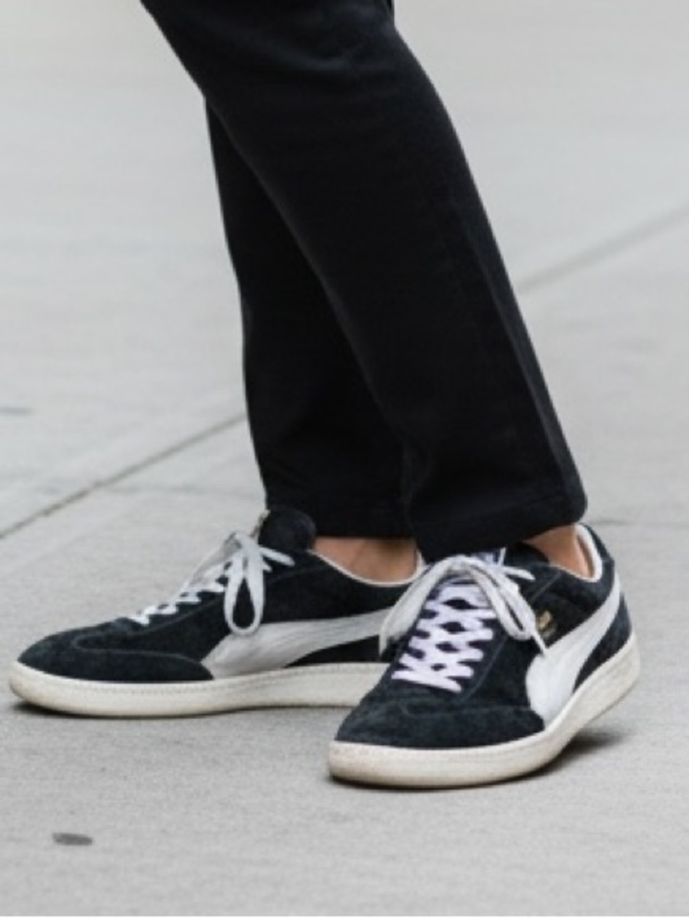 Puma Liga Suede Black & White Leather Sneakers Size 7.5